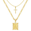 Cross Initial Necklace Set | Gold