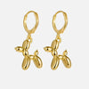 Gold Huggie Earrings with Mini Balloon Dog Charm