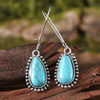 Vintage Silver Turquoise Teardrop Earrings