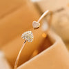 Heart-Shaped Rhinestone Open Bangle