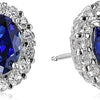 Oval White Sapphire Stud Earrings | White Gold