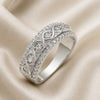 White gold ring with double row of zirconia