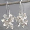 Elegant Silver Floral Hoop Drop Earrings