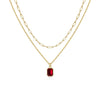 Paperclip Layered Ruby Necklace | Gold