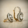 Vintage Earrings with Crystals in Gold and Silver