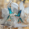 Gold and Blue Enamel Hummingbird Earrings