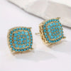 Synthetic Turquoise Square Stud Earrings