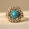Turquoise and pearl Floral Ring