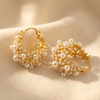 Vintage Pearl Cluster Hoop Earrings