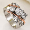 Sculpted Gold & Silver Zircon Ring